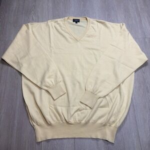 BURBERRY Golf Mens XL Merino Wool Pullover Sweater Canary Yellow Made Italy Read